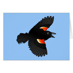 Flying Red-winged Blackbird Greeting Card