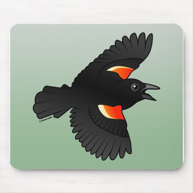 Flying Red-winged Blackbird Mouse Pad (Front)