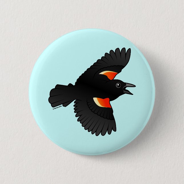 Flying Red-winged Blackbird Pinback Button (Front)