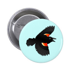 Flying Red-winged Blackbird Round Button