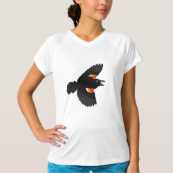 Flying Red-winged Blackbird Women's Champion Double-Dry V-Neck T-Shirt