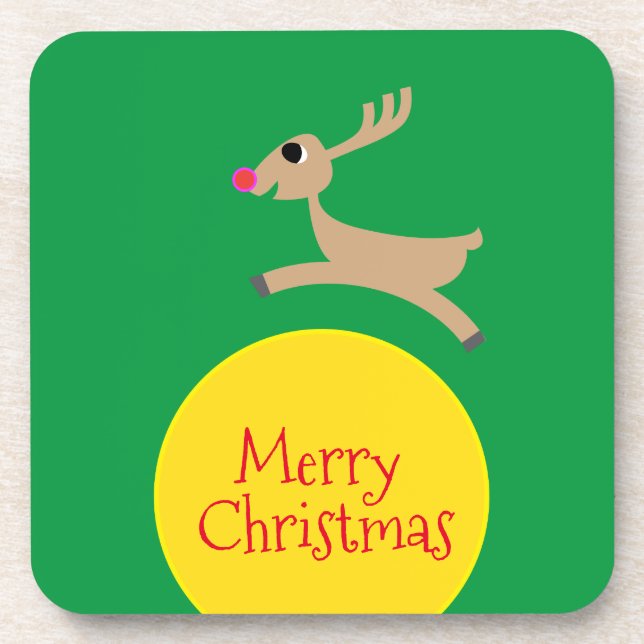 Flying Reindeer Beverage Coaster (Front)