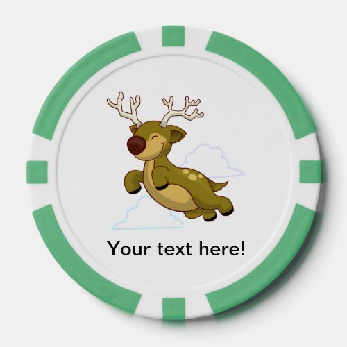 Flying reindeer cartoon poker chips