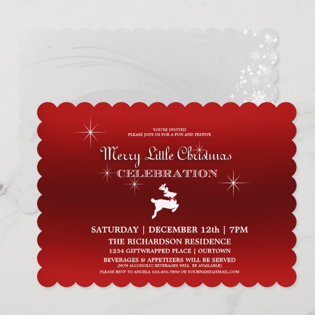 Flying Reindeer Christmas Party Invitation (Front/Back)