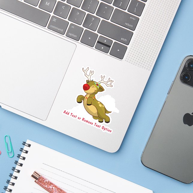 Flying Reindeer Christmas Sticker (Laptop w/ iPhone)