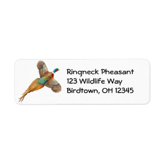 Flying Ring Necked Pheasant Label