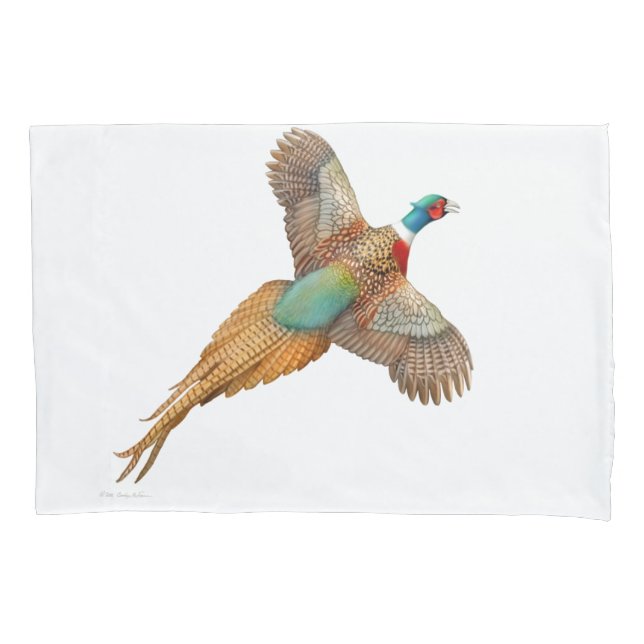 Flying Ring Necked Pheasant Pillowcase (Front)