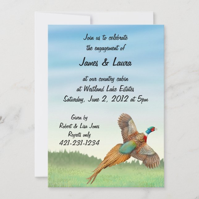 Flying Ringneck Pheasant Invitation (Front)