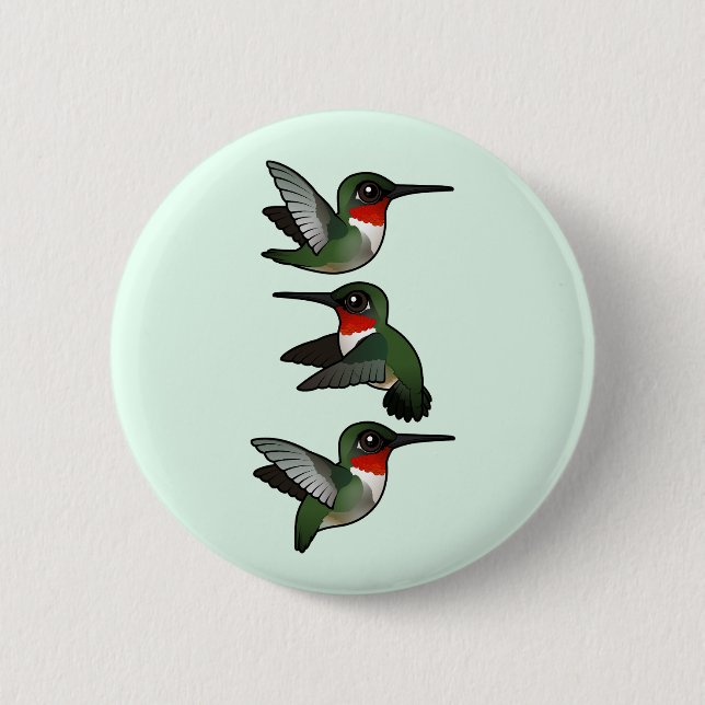 Flying Ruby-throated Hummingbird Button (Front)