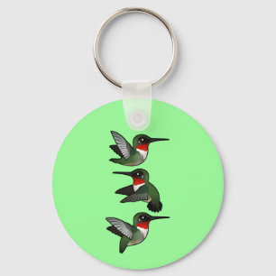 Flying Ruby-throated Hummingbird Keychain