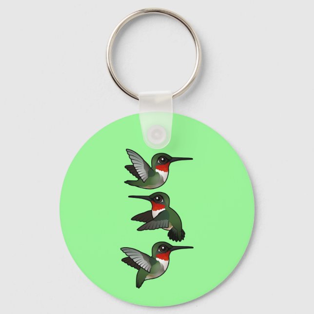 Flying Ruby-throated Hummingbird Keychain (Front)