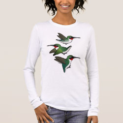 Flying Ruby-throated Hummingbird Women's Basic Long Sleeve T-Shirt