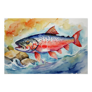 *~* Flying Salmon AirBorne Gift AP49 Stream Poster