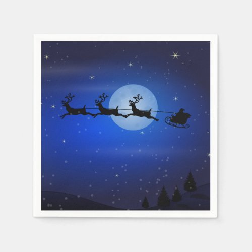 Flying Santa and his reindeers Napkins