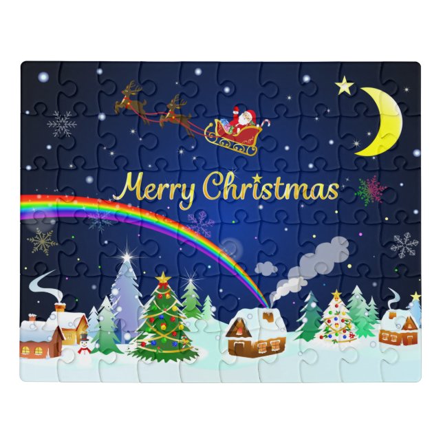 Flying Santa Claus with Crescent Moon Jigsaw Puzzle (Puzzle Horizontal)