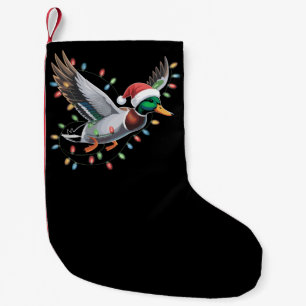 Flying Santa Duck Christmas Lights Hunting Season Small Christmas Stocking