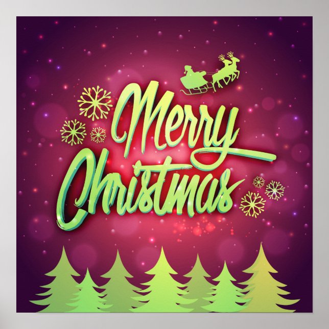 Flying Santa Merry Christmas Poster (Front)