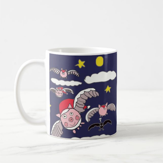 Flying Santa Pig  Coffee Mug (Left)