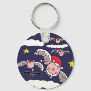 Flying Santa Pig Keychain