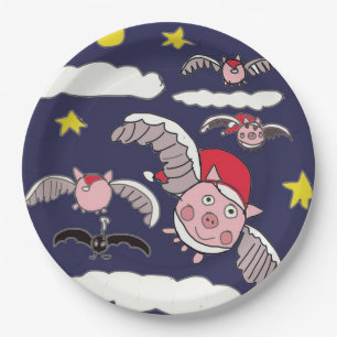 Flying Santa Pig Paper Plates