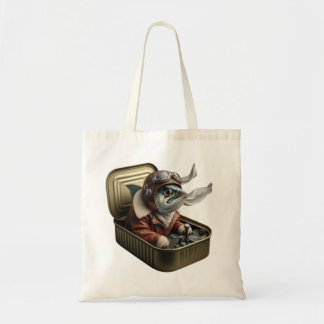 Flying Sardine Pilot Retro Fish Art Funny Quirky  Tote Bag
