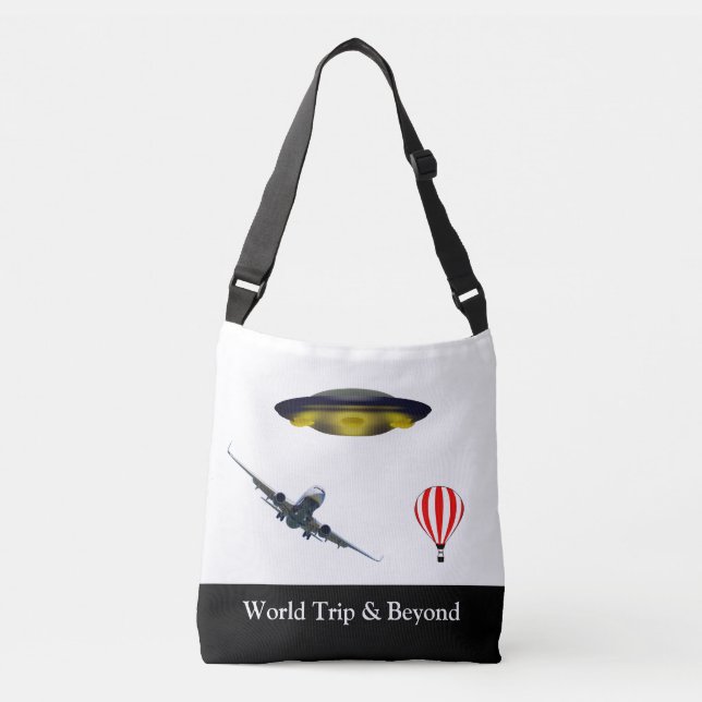 Flying saucer, airplane & hot air balloon crossbody bag (Front)