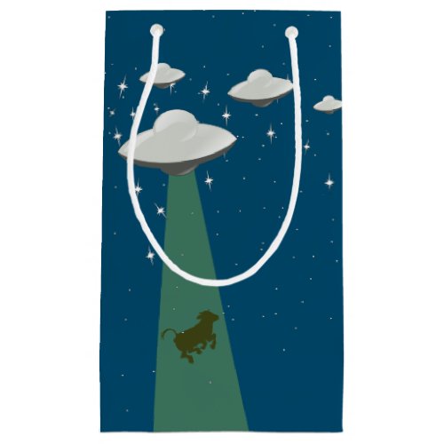 Flying Saucer Alien Cow Abduction Small Gift Bag