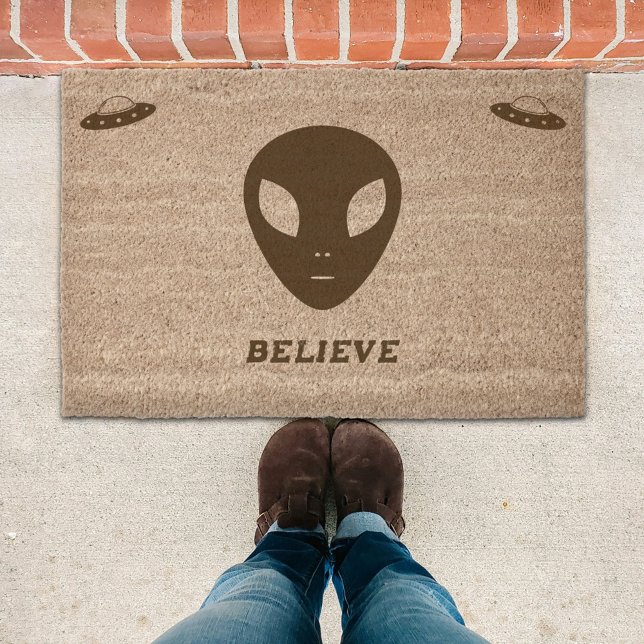 Flying Saucer & Alien  Fiber Doormat (Flying Saucer & Alien Doormat)