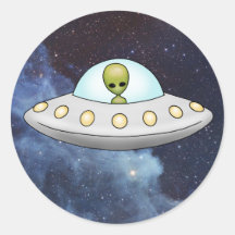 Flying Saucer Alien UFO Sticker