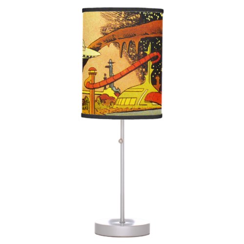 Flying Saucer and Outer Space Panorama Table Lamp