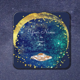 Flying saucer artistic galaxy square business card