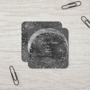 Flying saucer artistic galaxy square business card