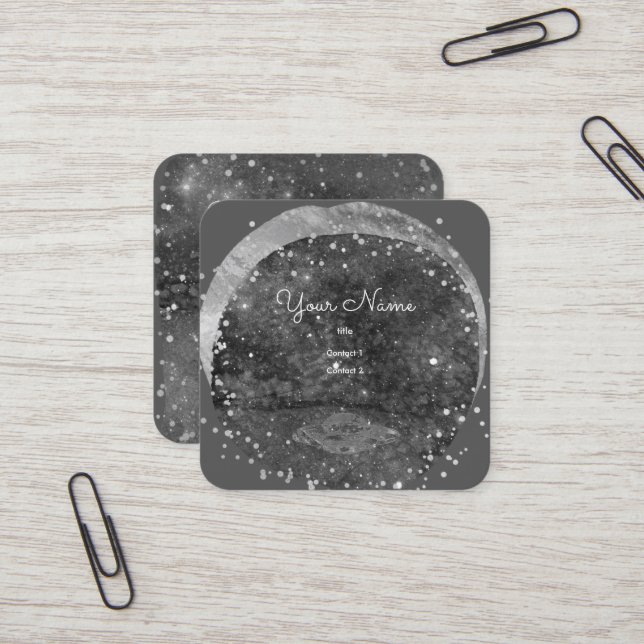 Flying   saucer   artistic galaxy   square business card (Front/Back In Situ)