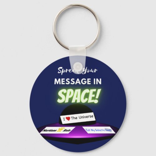 Flying Saucer Blue Background Bumper Stickers Keychain
