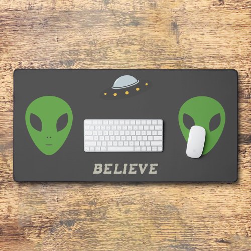 Flying Saucer  Green Alien Desk Mat