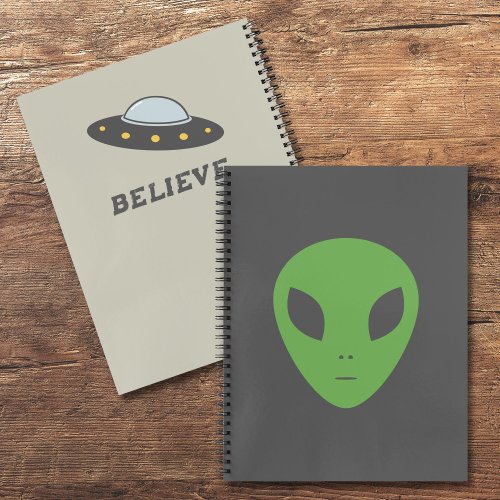 Flying Saucer  Green Alien Notebook