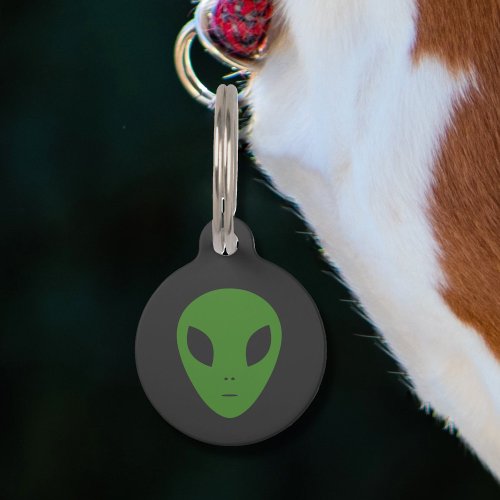 Flying Saucer  Green Alien Pet Tag