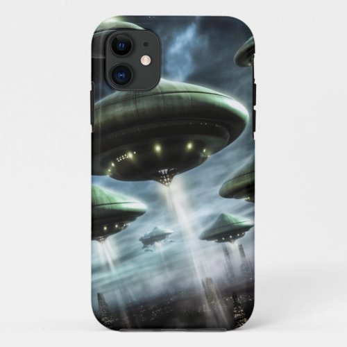 Flying Saucer Invasion iPhone 11 Case
