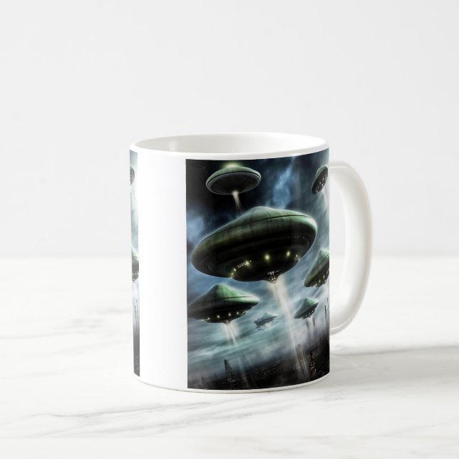 Flying Saucer Invasion Coffee Mug (Front Right)