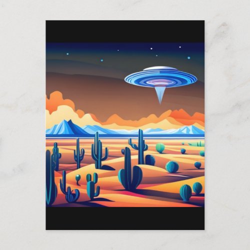 Flying Saucer over desert Landscape  Postcard