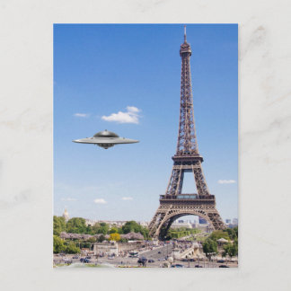 FLYING SAUCER OVER PARIS POSTCARD