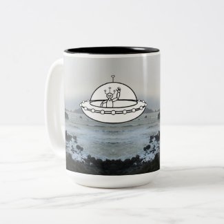 Flying Saucer over The Rugged North Coast Two-Tone Coffee Mug