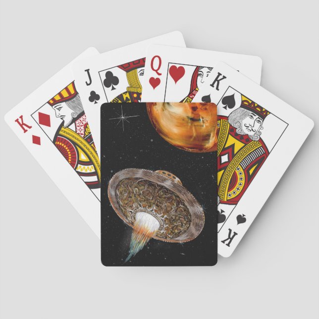 Flying Saucer Spacecraft Mother Ship Poker Cards (Back)
