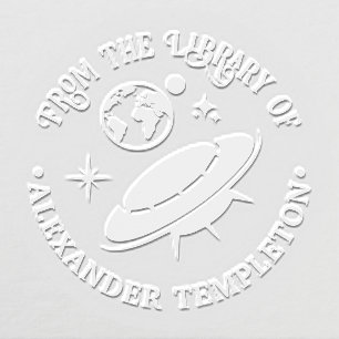 Flying Saucer Spaceship Near Earth Library Book Embosser