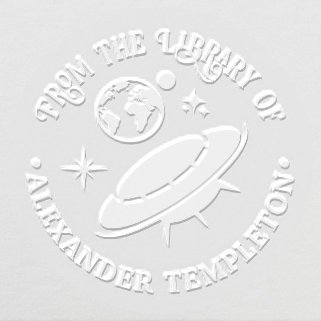 Flying Saucer Spaceship Near Earth Library Book Embosser (Design)