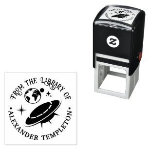 Flying Saucer Spaceship Near Earth Library Book Self-inking Stamp