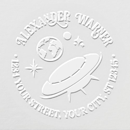 Flying Saucer Spaceship Near Earth Name Address  Embosser