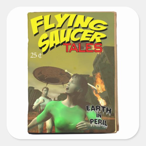 Flying Saucer Tales Fake Pulp Cover Sticker