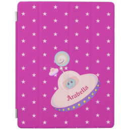 Flying Saucers, Stars on Magenta Pink iPad Smart Cover
