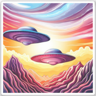 Flying Saucers Vinyl Stickers 